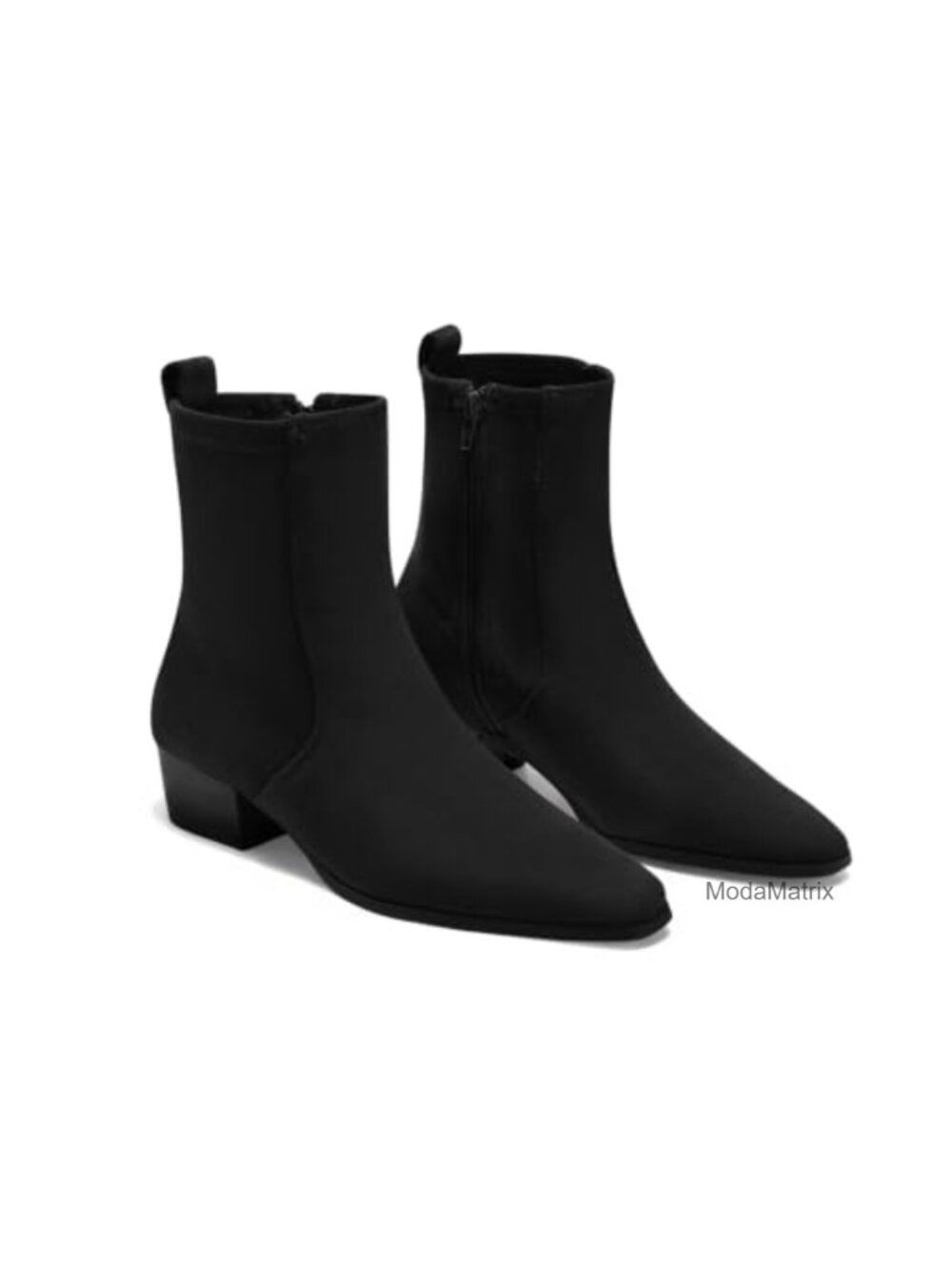Womens Ankle Boots Chunky Low Heel Square Toe Zip Dress Booties